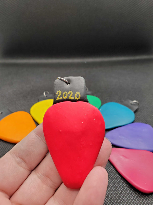 Red Christmas Light Ornament, customized with the year 2020